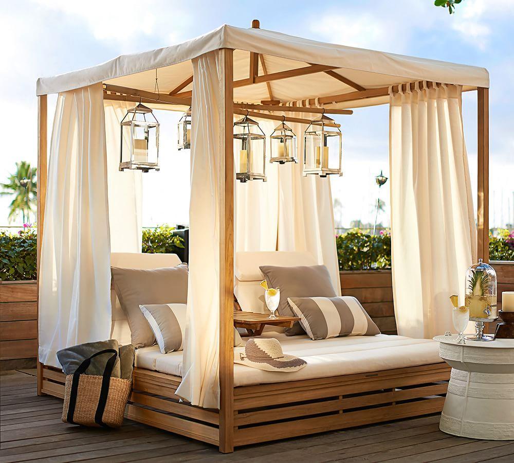 Madera Teak Daybed Double Chaise With Canopy Pottery Barn Au