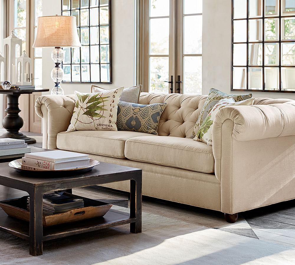 Chesterfield Upholstered Sofa (218 cm) Pottery Barn AU