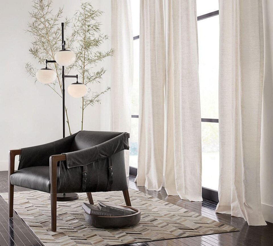 Emery Linen/Cotton PolePocket Blackout Curtain Grey Pottery Barn