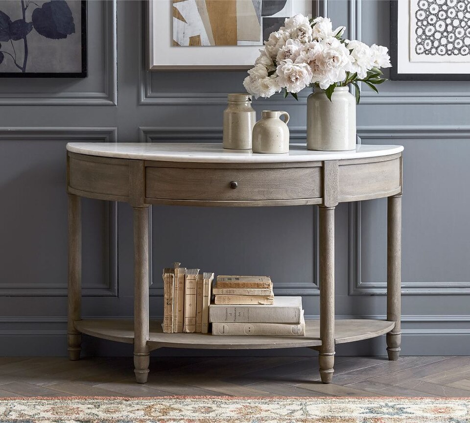 Alexandra Marble Demilune Console Table