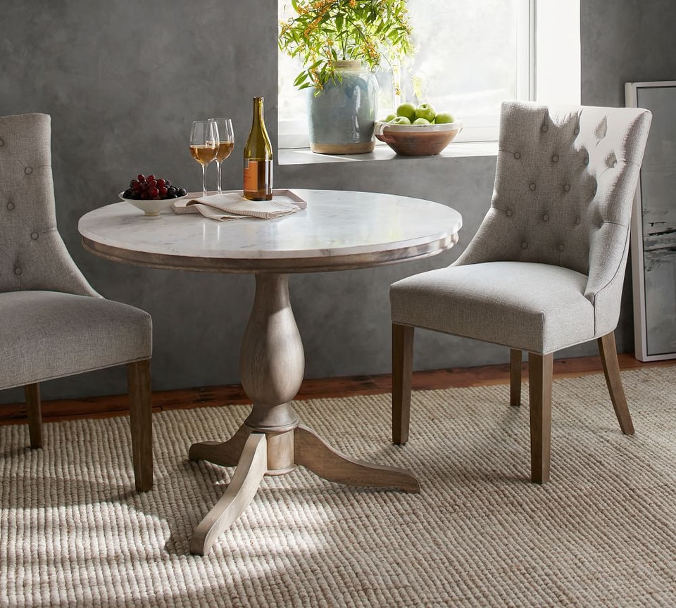 Alexandra Round Marble Pedestal Dining Table