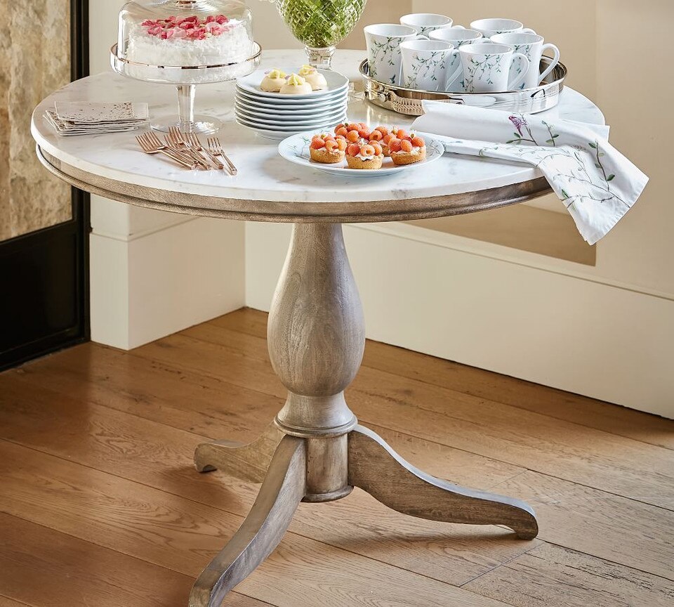Alexandra Round Marble Pedestal Dining Table