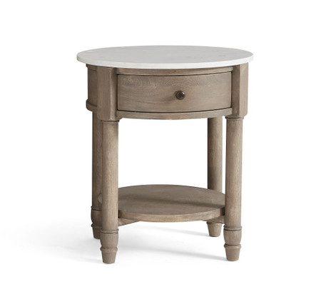 Alexandra 21 Round Marble Nightstand, Small Round Night Stand Table