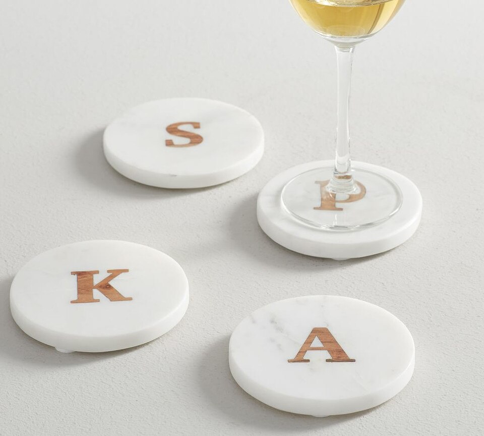 Alphabet Marble and Wood Coasters