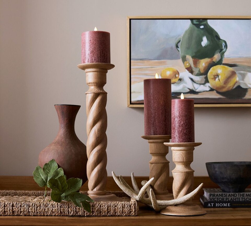 Altair Wood Hurricane Candle Holder