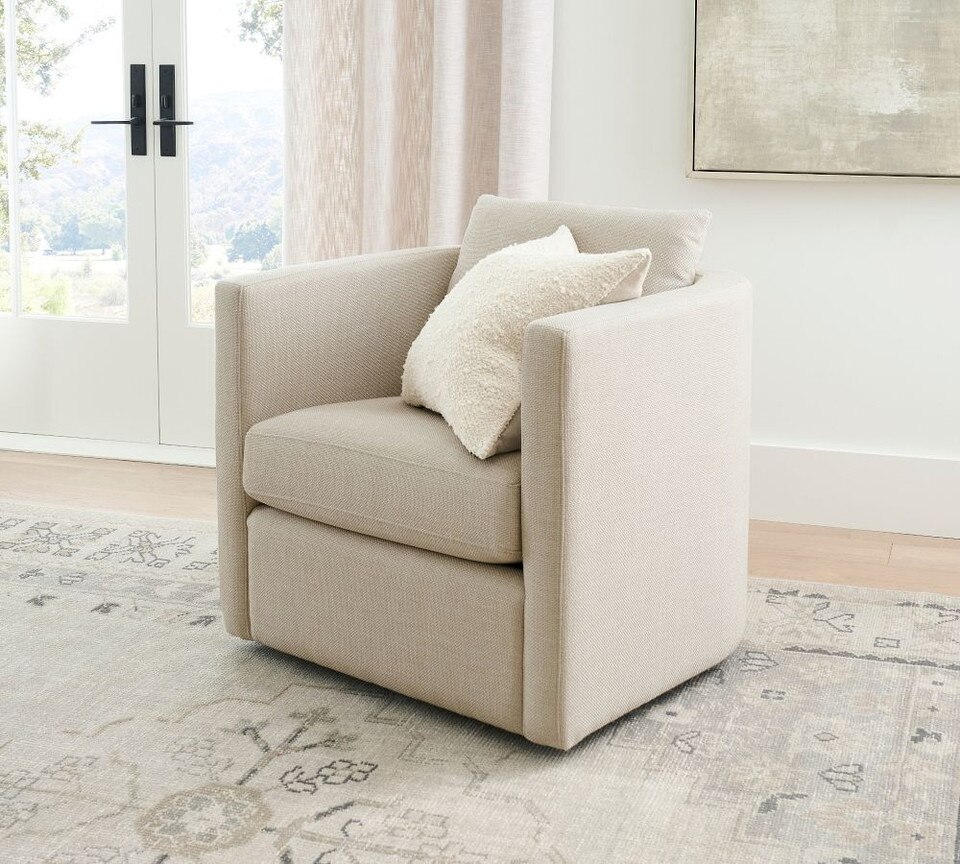 Ayden Barrel Arm Upholstered Swivel Armchair