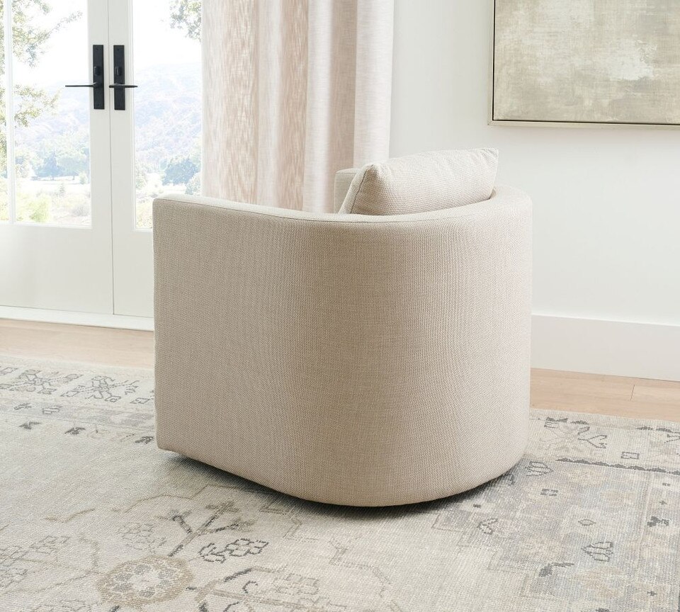 Ayden Barrel Arm Upholstered Swivel Armchair