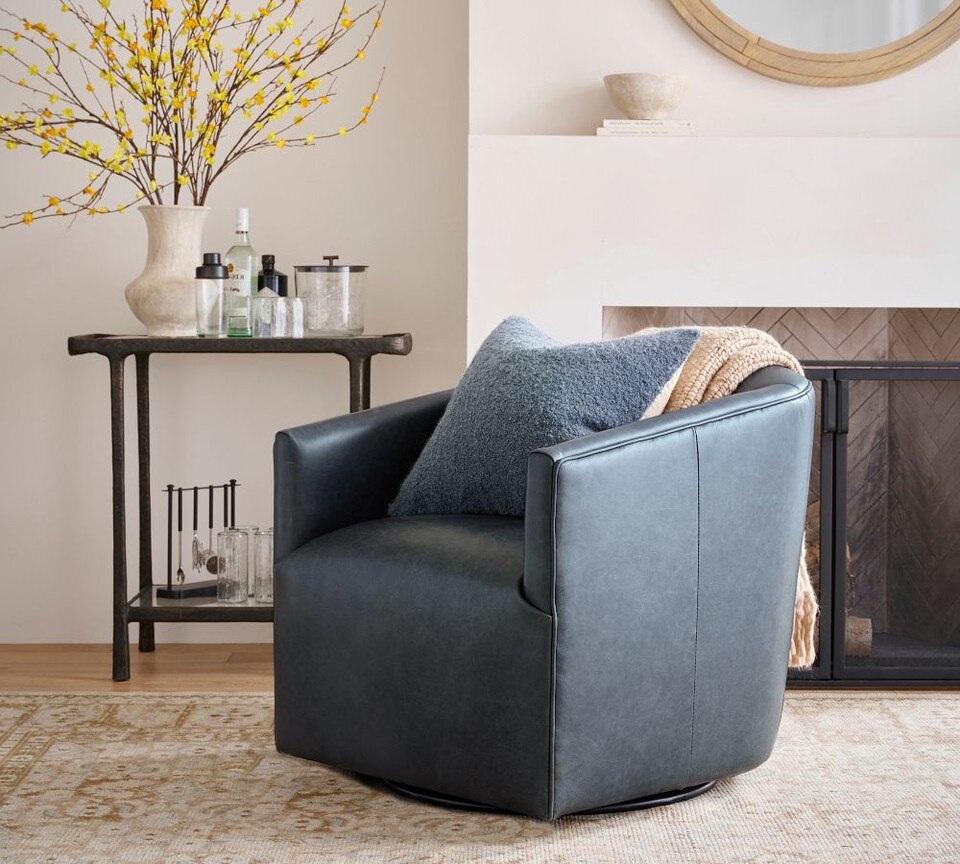 Baldwin Leather Swivel Armchair