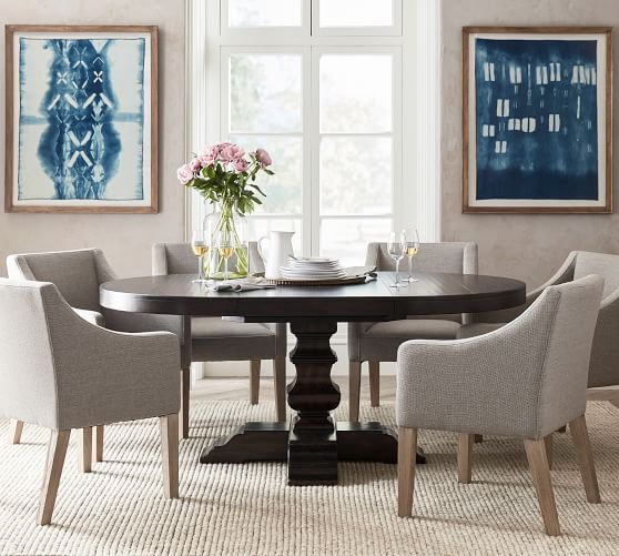 Banks Round Pedestal Extending Dining Table, Extending Round Dining Table And Chairs