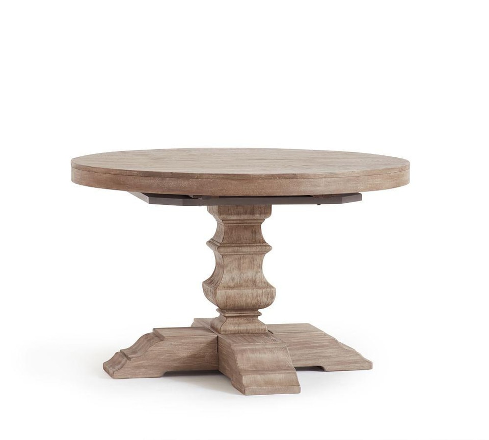 Banks Extending Round Dining Table - Grey Wash (122 - 183 ...