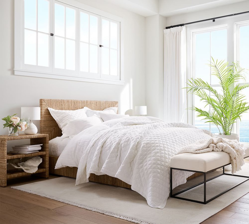 Belgian Flax Linen Diamond Coverlet
