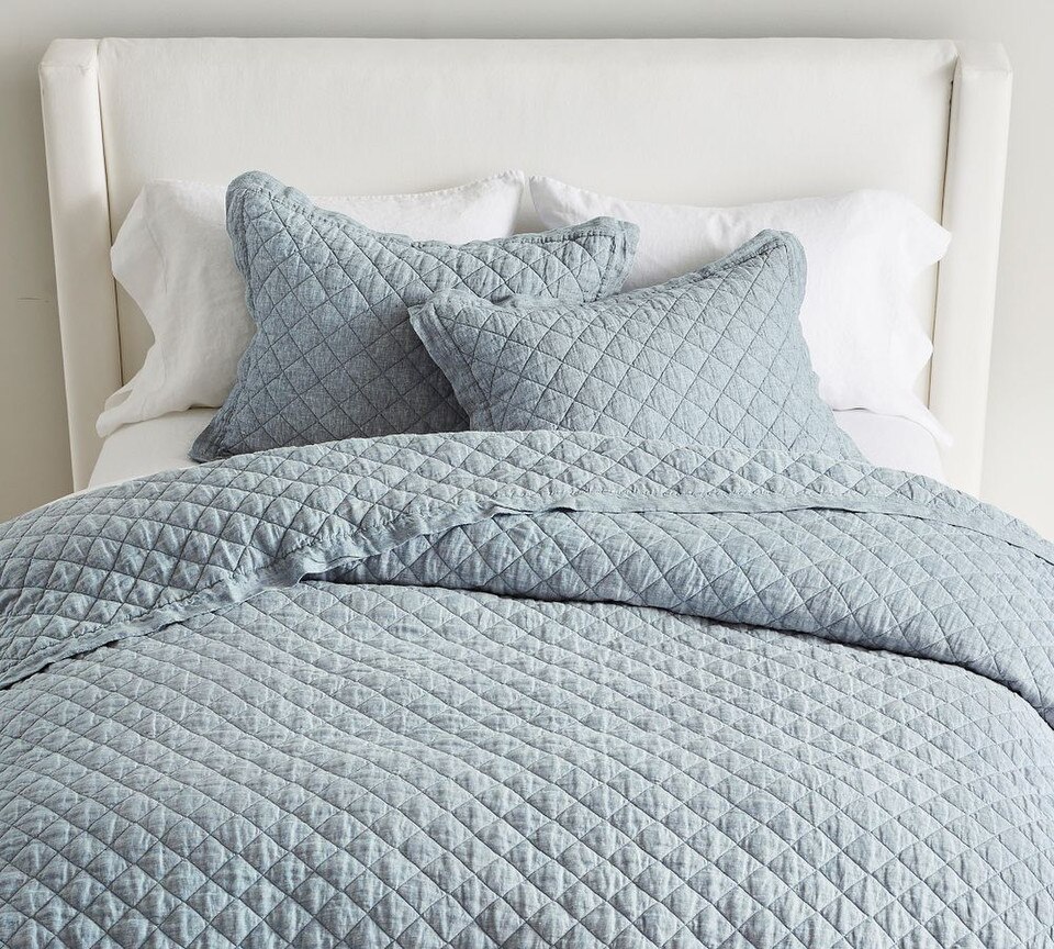Belgian Flax Linen Diamond Coverlet