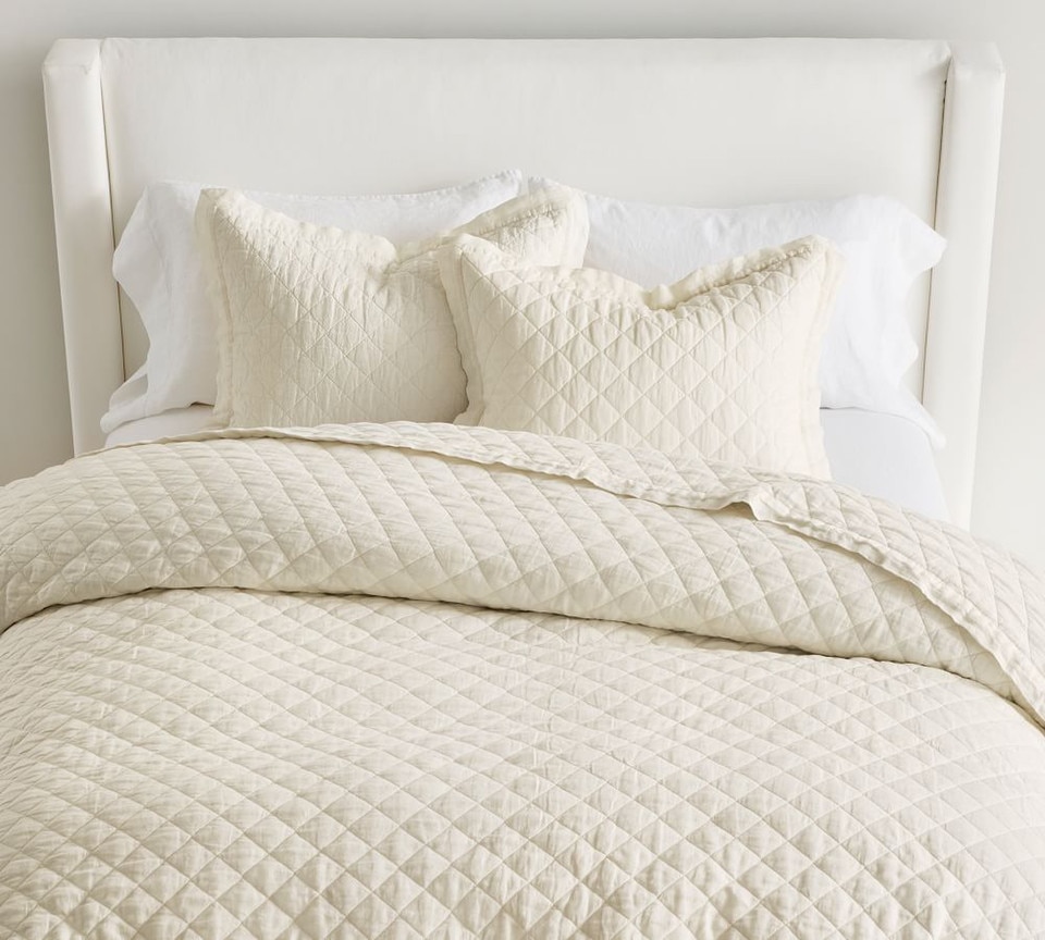 Belgian Flax Linen Diamond Coverlet