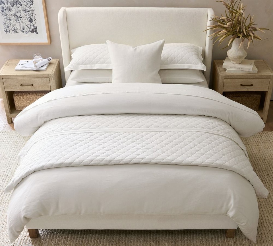 Belgian Flax Linen Diamond Coverlet