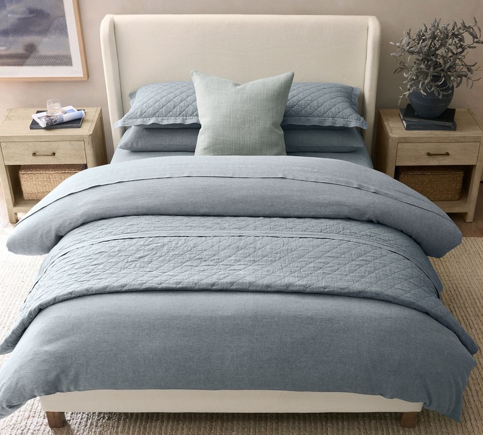 Belgian Flax Linen Diamond Coverlet