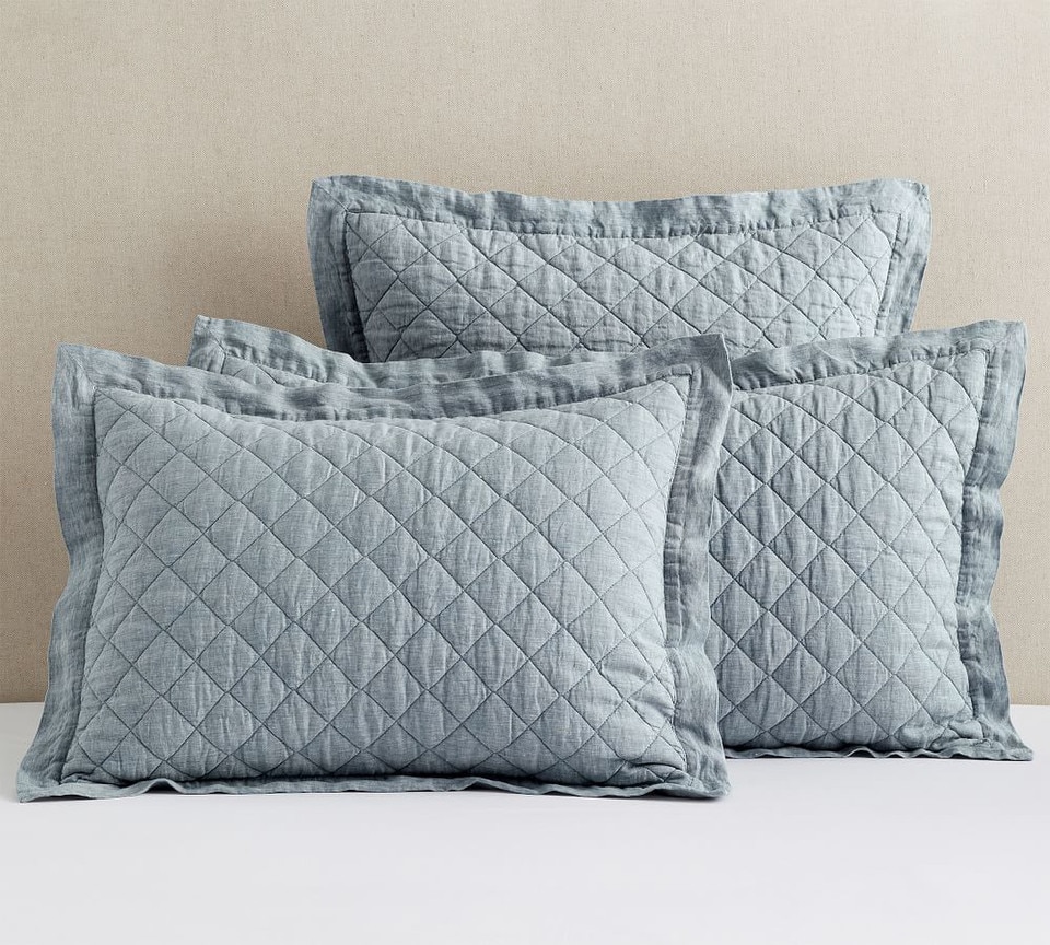 Belgian Flax Linen Diamond Coverlet