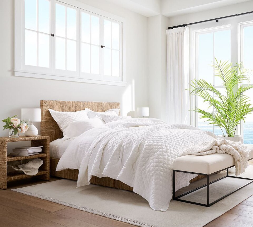 Belgian Flax Linen Diamond Coverlet & Pillowcases