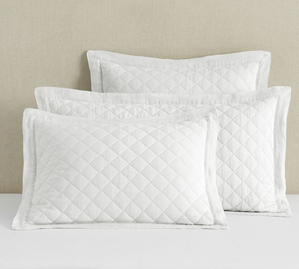 Belgian Flax Linen Diamond Coverlet & Pillowcases