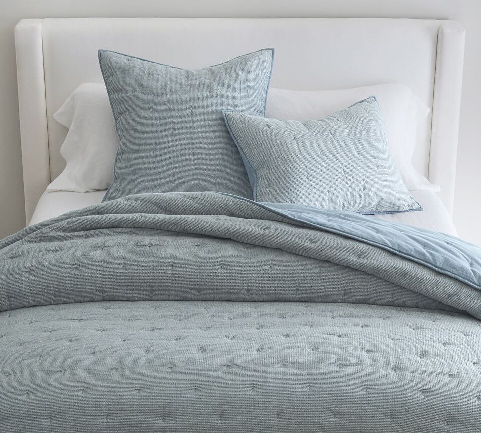 Belgian Flax Linen Waffle Coverlet & Pillowcases