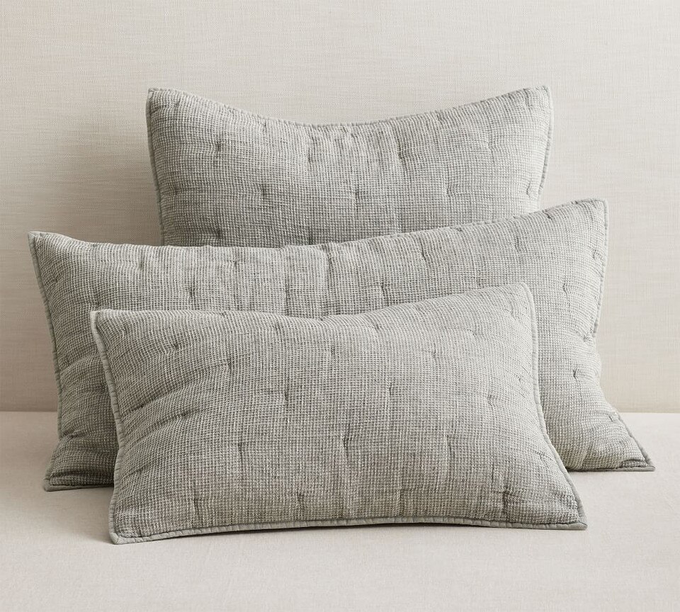 Belgian Flax Linen Waffle Quilted Pillowcase