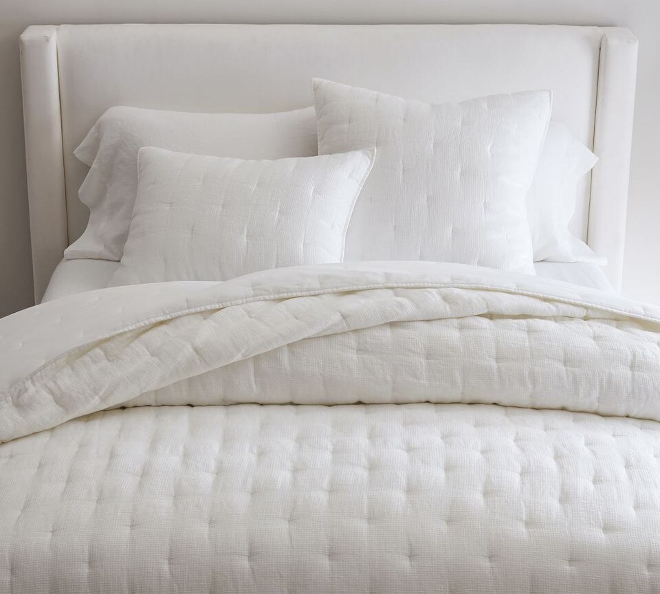 Belgian Flax Linen Waffle Quilted Pillowcase