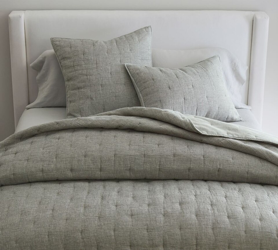 Belgian Flax Linen Waffle Quilted Pillowcase