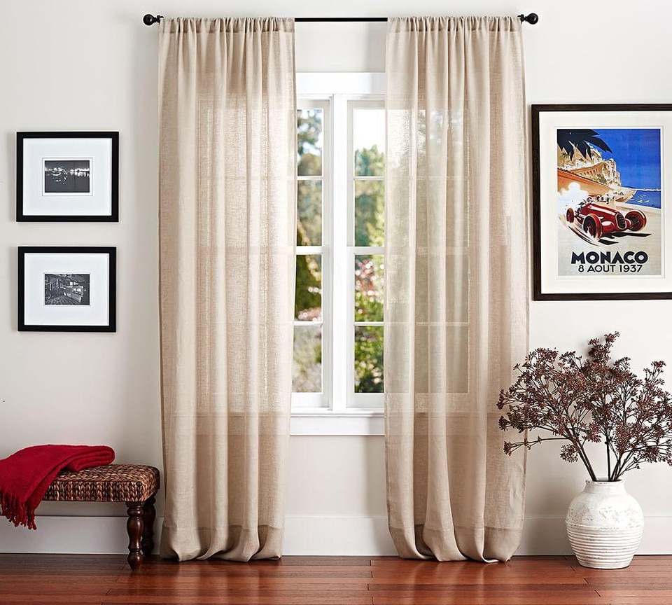 Belgian Linen Flax Sheer Curtain - Flax | Pottery Barn Australia