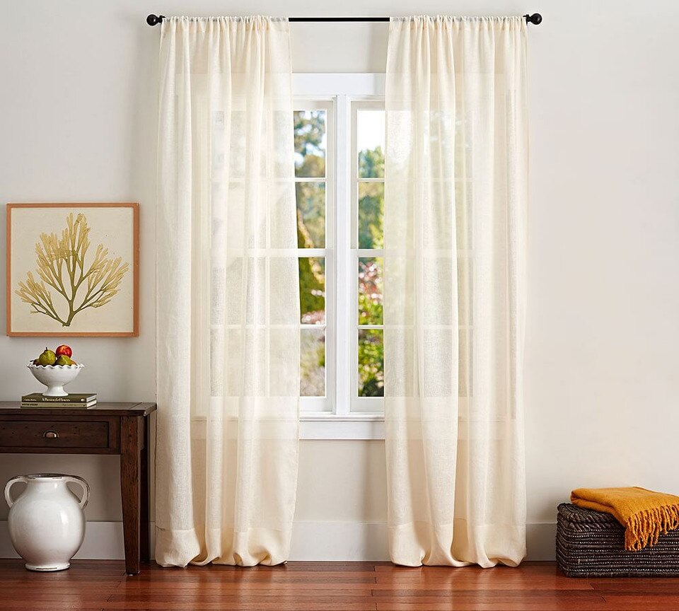 Belgian Linen Flax Sheer Curtain - Ivory