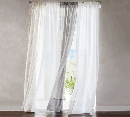 Belgian Linen Flax Sheer Curtain White Pottery Barn Australia - Blue Linen Curtains Australia