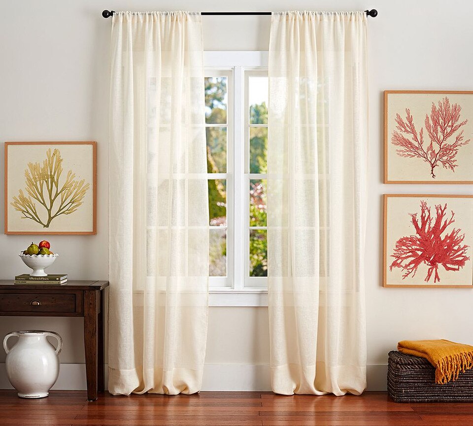 Belgian Flax Linen Rod Pocket Sheer Curtain
