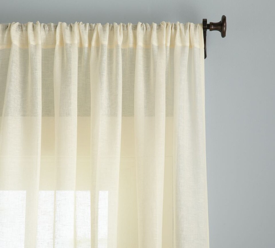 Belgian Flax Linen Rod Pocket Sheer Curtain