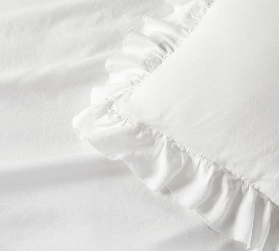 Belgian Flax Linen Fringe Ruffle Pillowcases