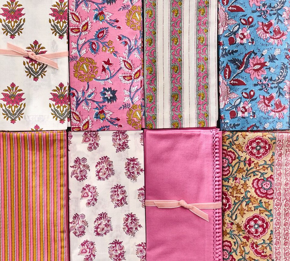 Block Print Organic Cotton Napkins - Mixed Set of 4