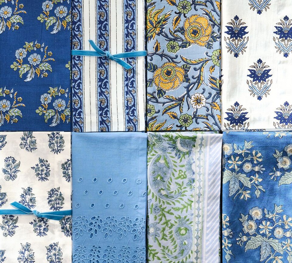 Block Print Organic Cotton Napkins - Mixed Set of 4