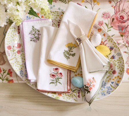 Botanical Embroidered Napkins Mixed Set of Pottery Barn