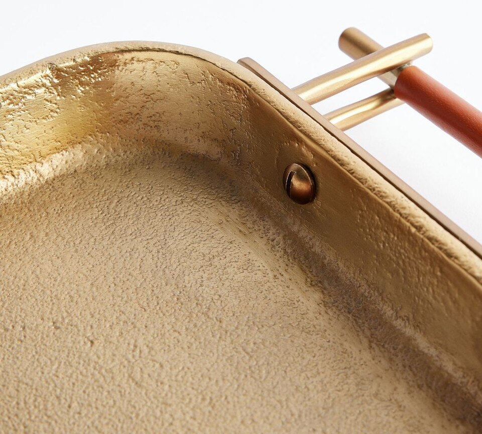 Handcrafted Beltic Brass & Leather Tray