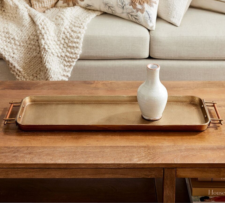 Handcrafted Beltic Brass & Leather Tray