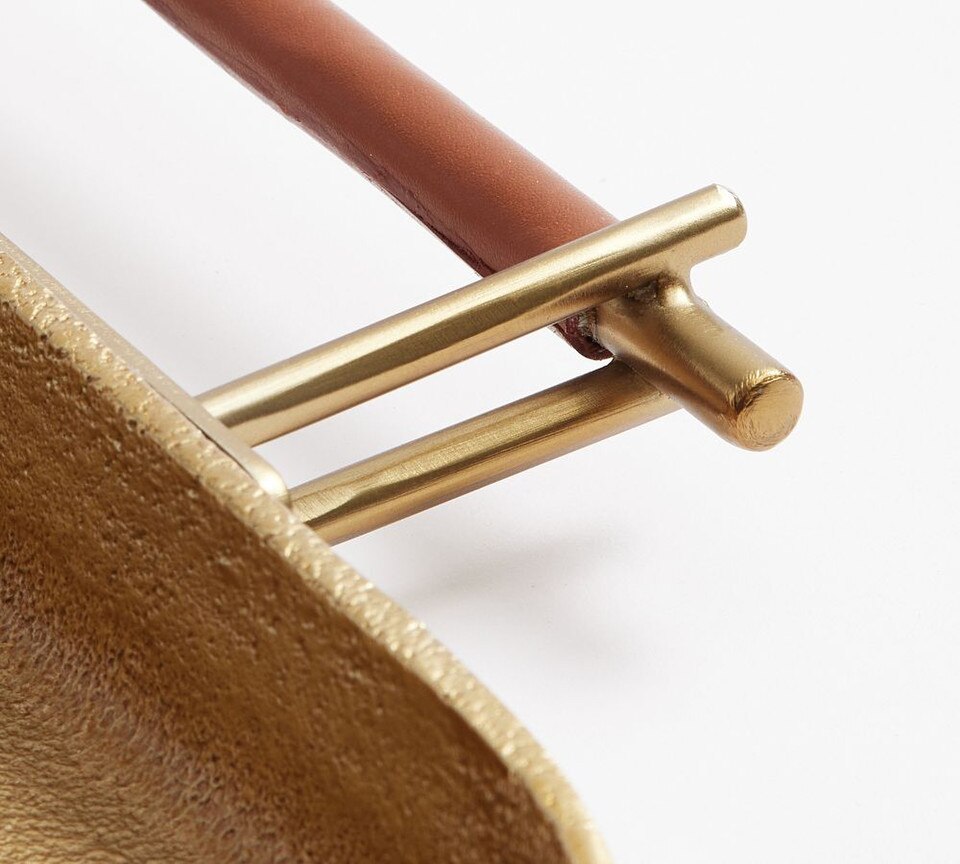 Handcrafted Beltic Brass & Leather Tray