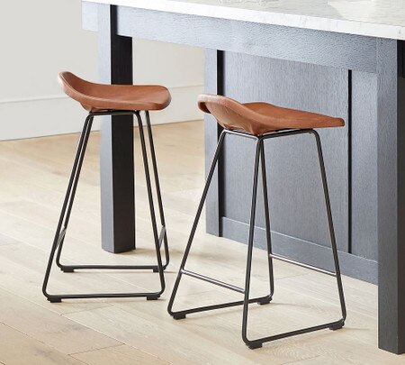 Brenner Leather Bar Counter Stool Pottery Barn Australia