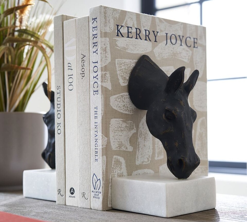 Bronze Horse & Marble Bookends