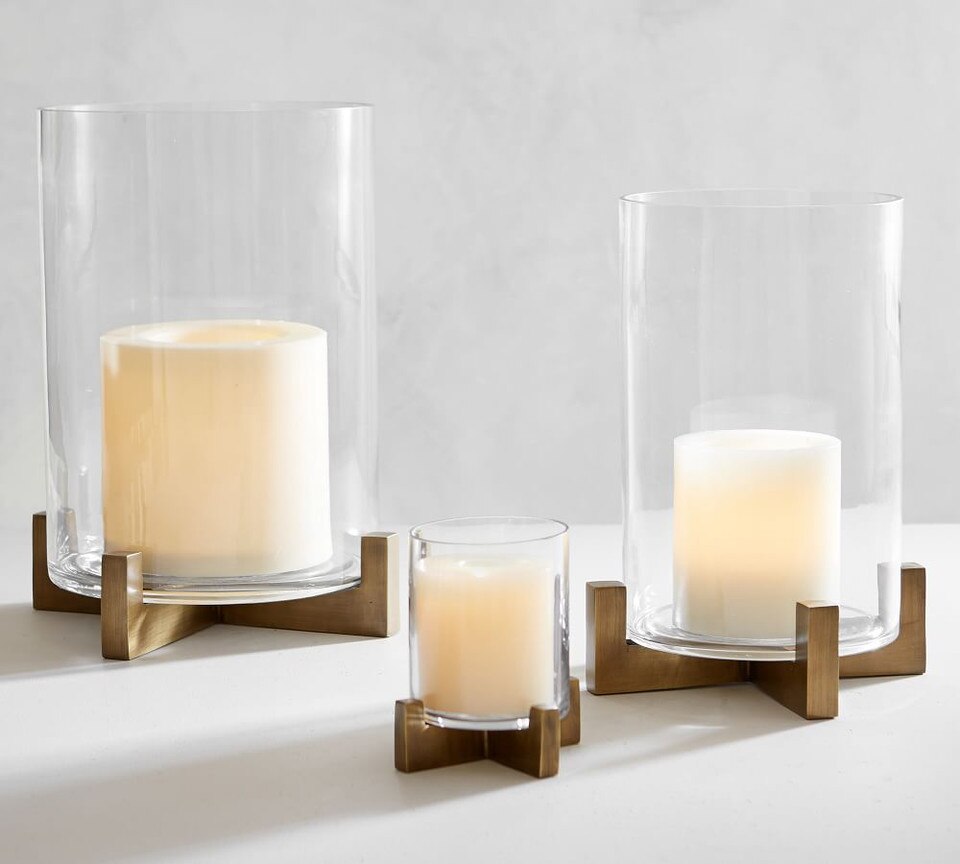 Brooks Cross Bar Candle Holders - Brass