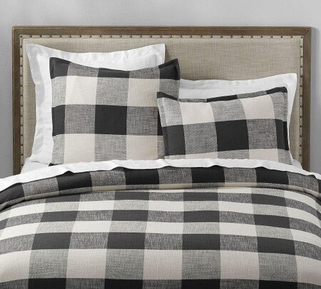 Bryce Buffalo Check Cotton Duvet Cover Shams Taupe