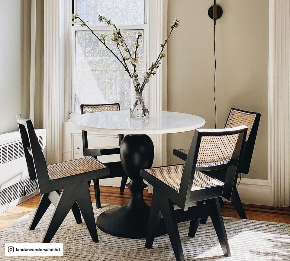 Chapman Round Marble Pedestal Dining Table