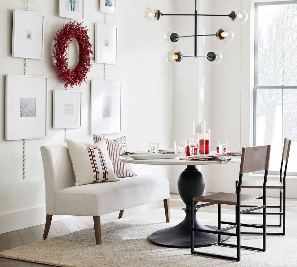 Chapman Round Marble Pedestal Dining Table