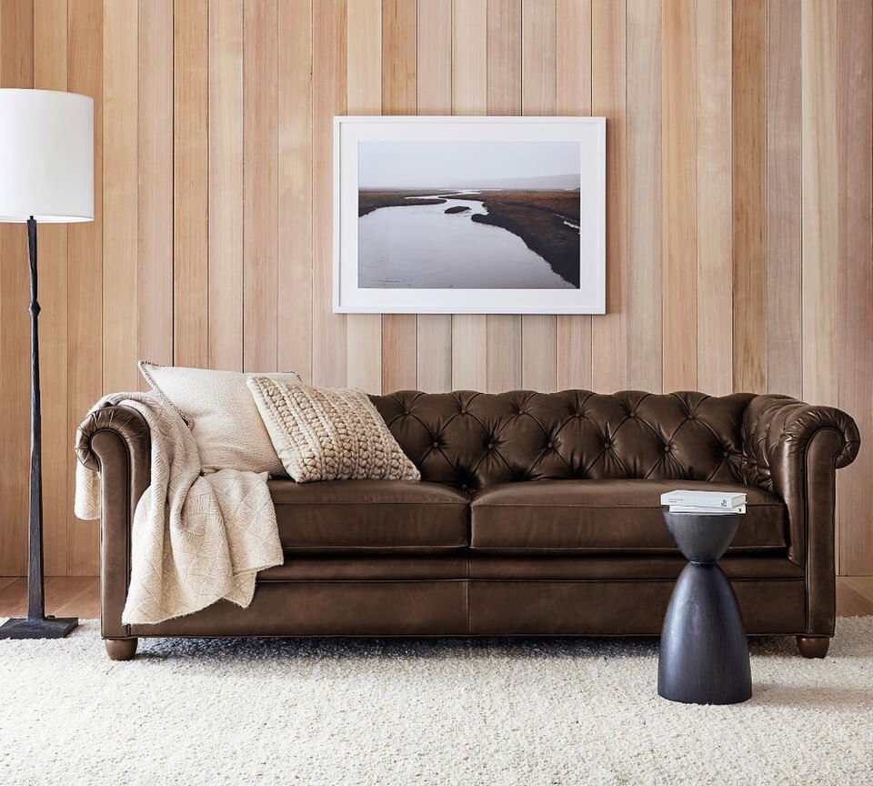 Chesterfield Roll Arm Leather Sofa (183 cm - 244 cm)