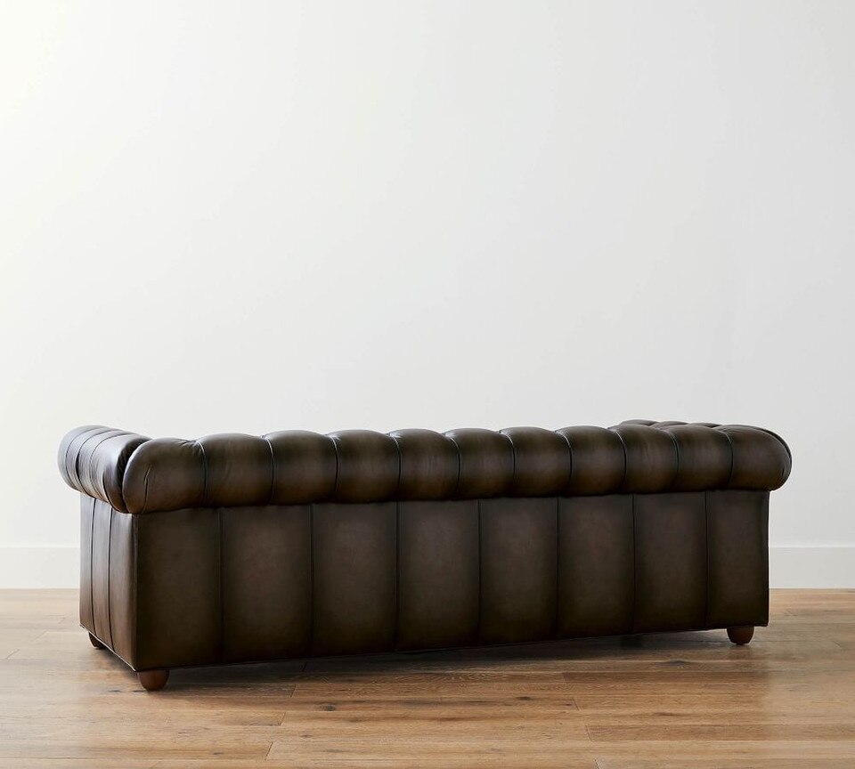 Chesterfield Roll Arm Leather Sofa (183 cm - 244 cm)