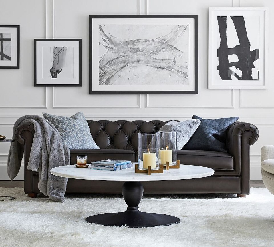 Chesterfield Roll Arm Leather Sofa (183 cm - 244 cm)