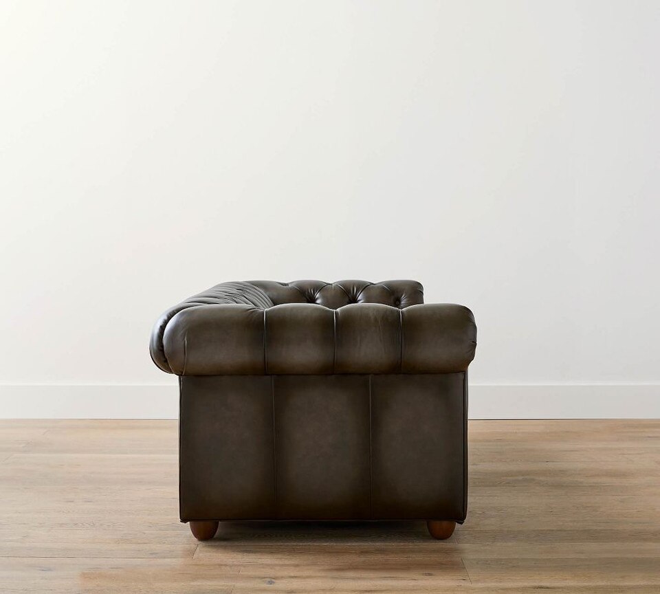 Chesterfield Roll Arm Leather Sofa (183 cm - 244 cm)