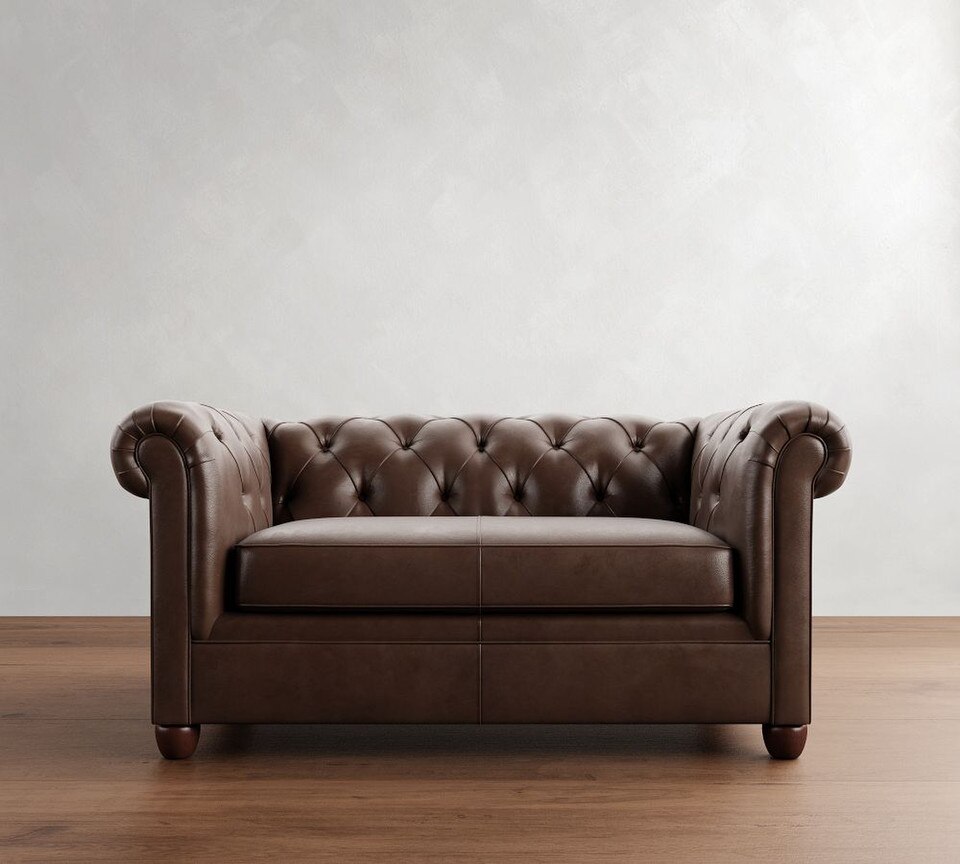 Chesterfield Roll Arm Leather Sofa (183 cm - 244 cm)
