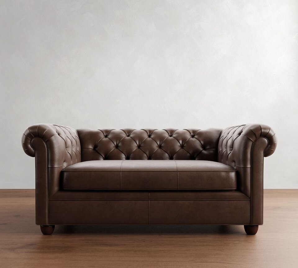 Chesterfield Roll Arm Leather Sofa (183 cm - 244 cm)